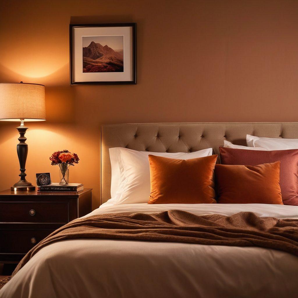 A sensual and elegant bedroom scene featuring a tastefully arranged nightstand with a selection of free and premium adult media icons, soft lighting casting warm shadows, a plush bed adorned with rich fabrics, and subtle hints of various genres represented through artistic book covers and movie posters. The atmosphere should evoke curiosity and excitement, hinting at a luxurious exploration. super-realistic. warm colors. soft focus.